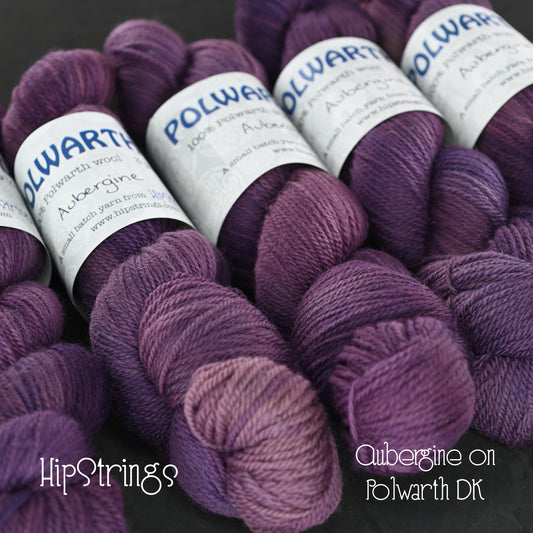 Aubergine on Hand Dyed Polwarth DK wool yarn - 300 yd/100 g