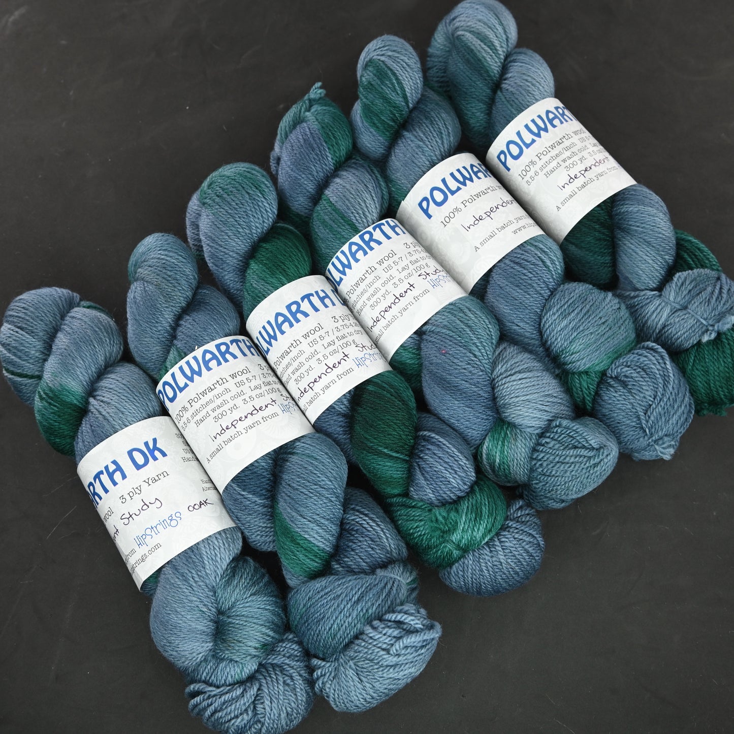 Independent Study Blue Green on Polwarth Wool DK yarn