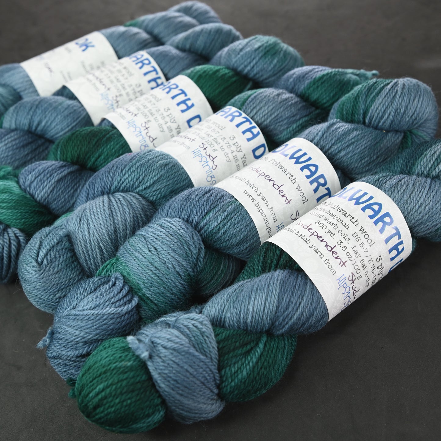 Independent Study Blue Green on Polwarth Wool DK yarn