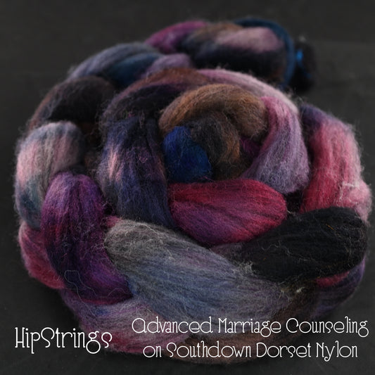 Advanced Marriage Counseling - Hand Dyed Southdown/Dorset Horn/Bio-Nylon Combed Top - 4 oz