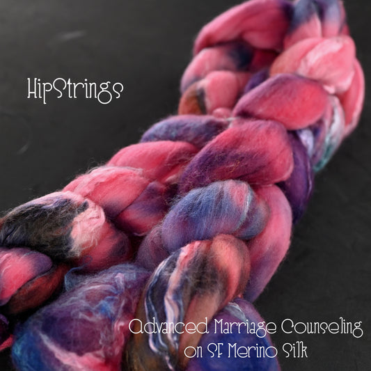 Advanced Marriage Counseling on Hand Dyed Superfine Merino/Silk Combed Top - 4 oz