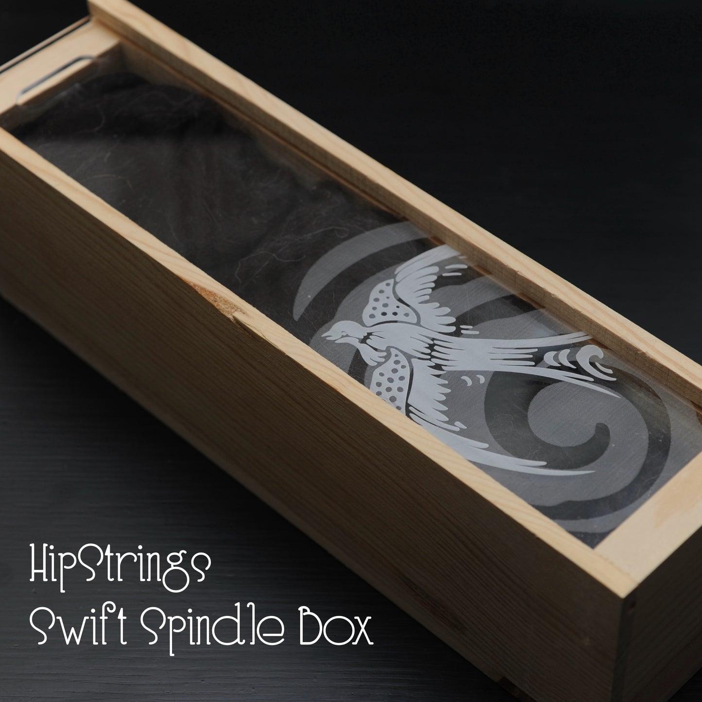 Wooden Spindle Box with Etched Slide