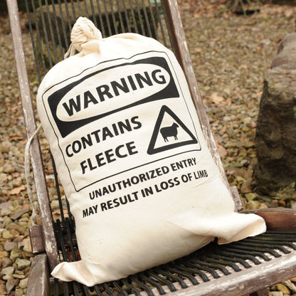 Fleece Canvas Storage Drawstring Bag "Warning"