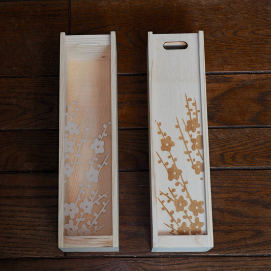 Wooden Spindle Box with Etched Slide